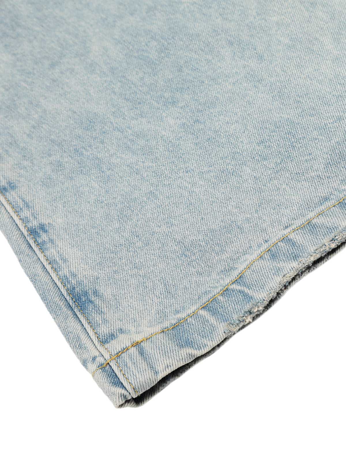 Washed Distressed Barrel Jeans