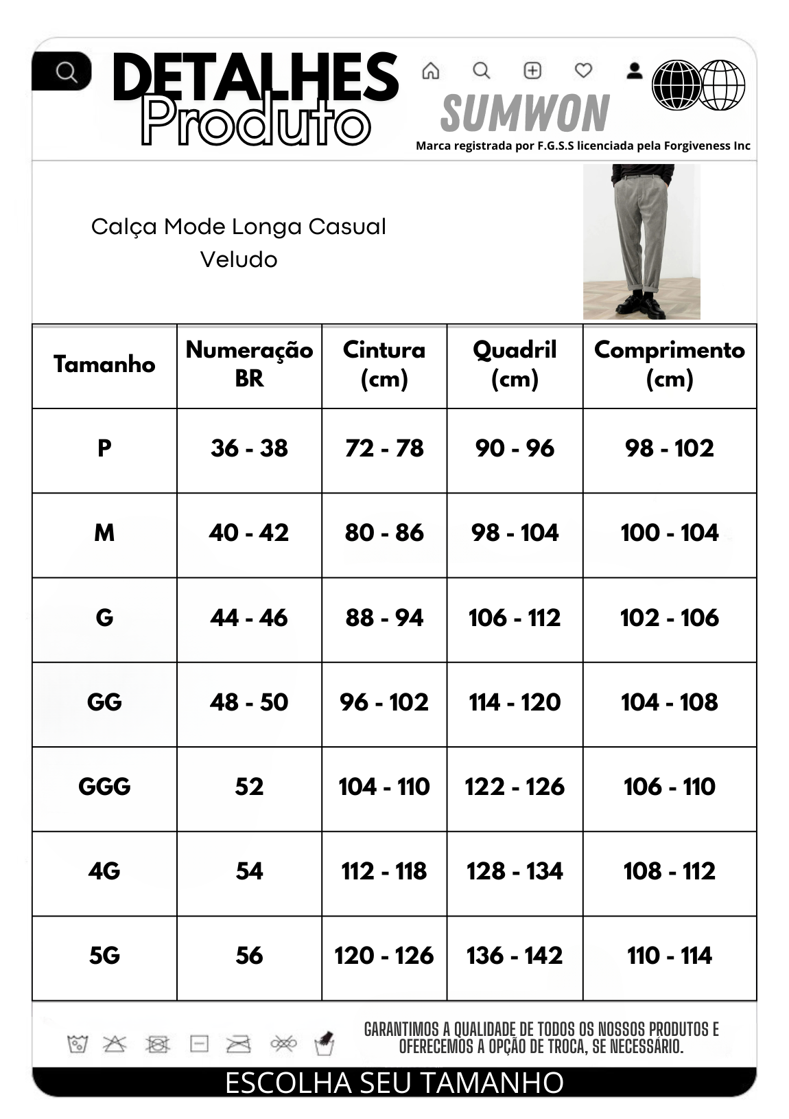 Calça Mode Longa Casual Veludo