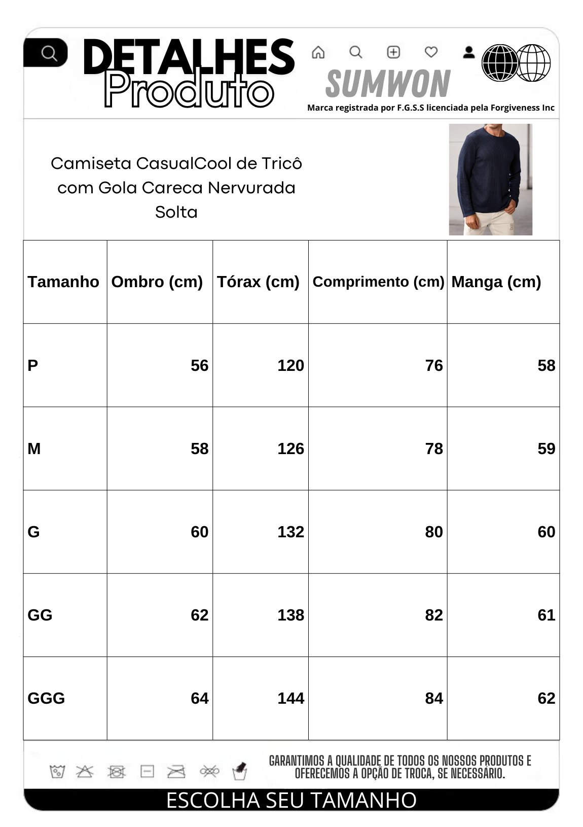 Camiseta CasualCool de Tricô com Gola Careca Nervurada Solta