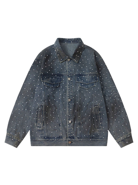 Jaqueta Beaded Washed Denim