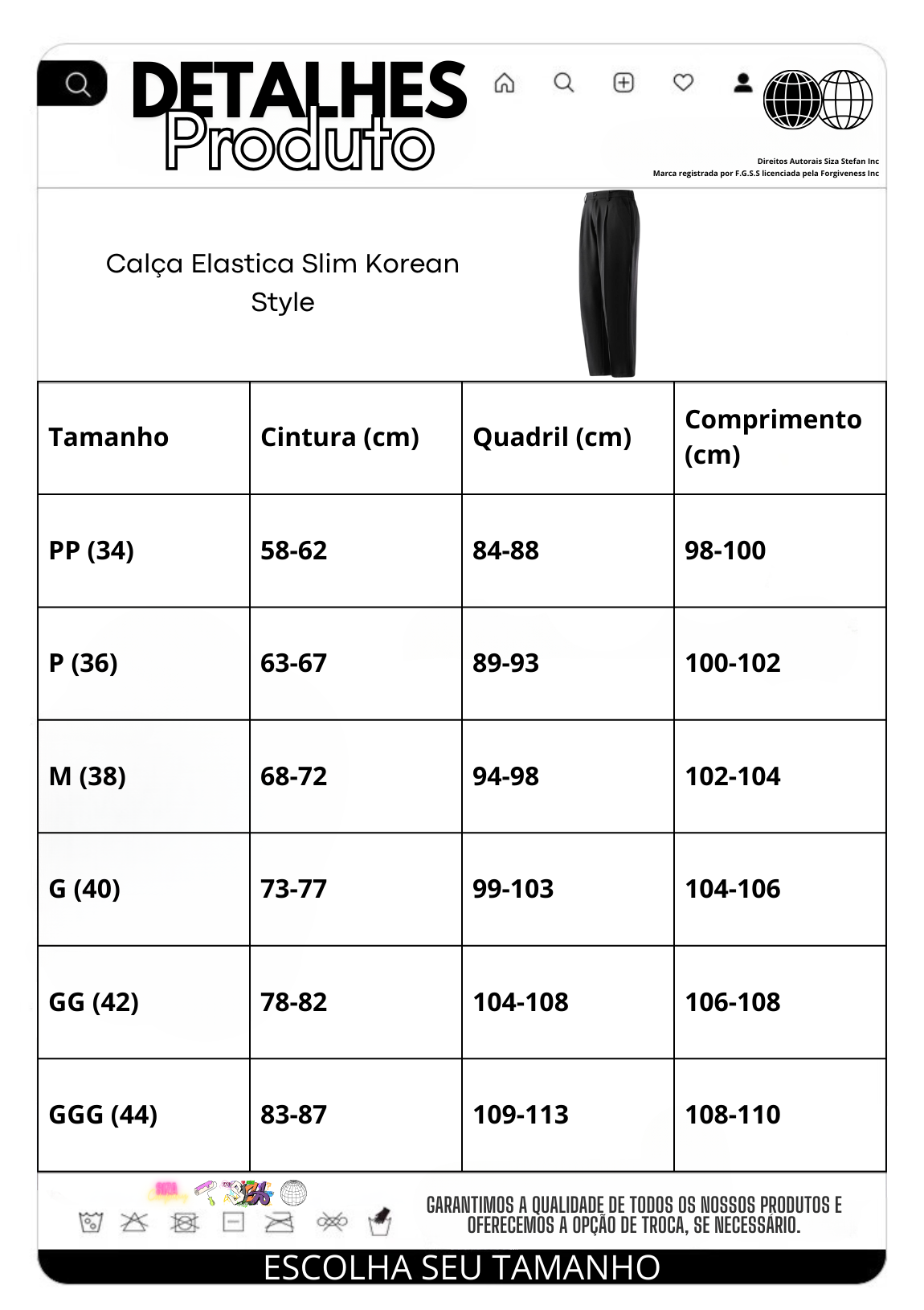 Calça Elastica Slim Korean Style