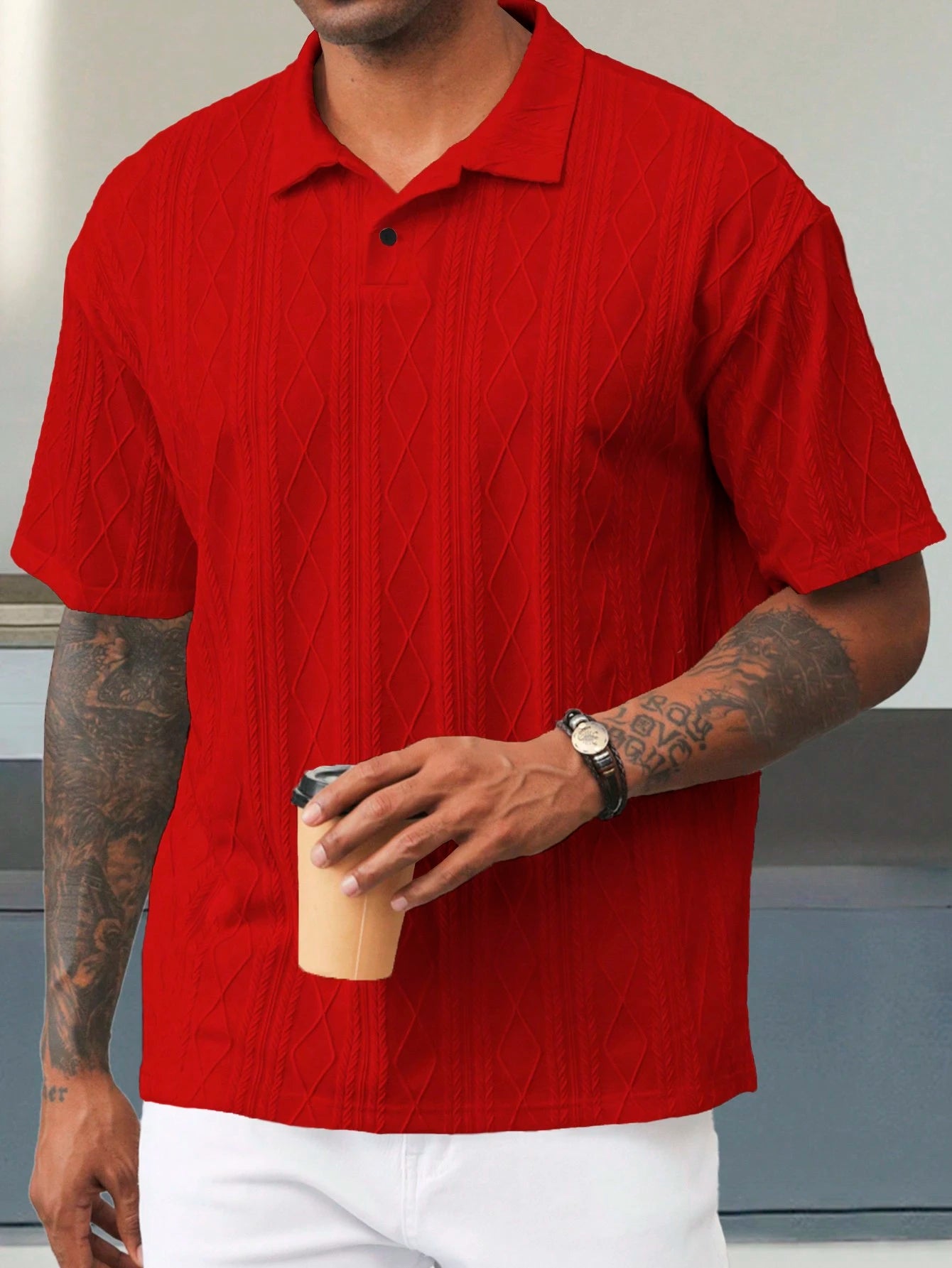 Camisa CasualCool Polo de Manga Curta Casual/Escritório