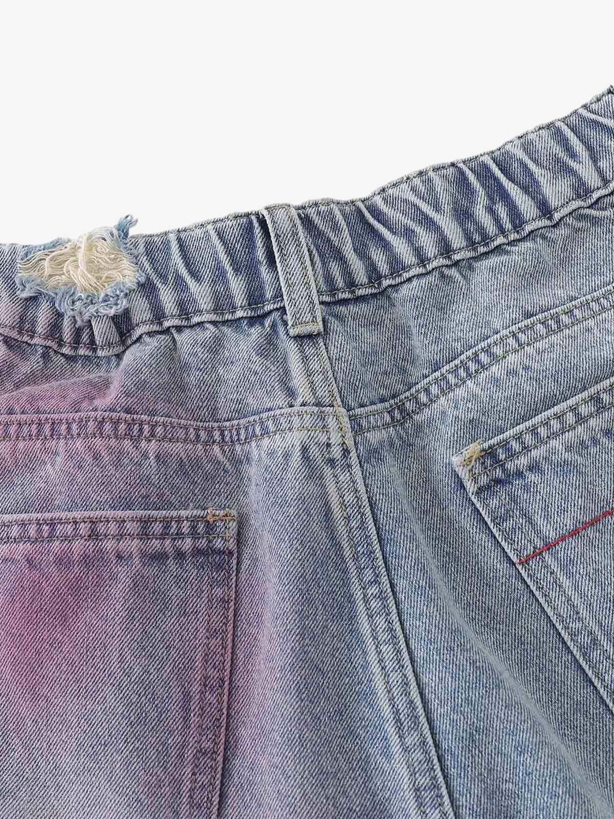 Shorts Distressed Tie-Dye Denim