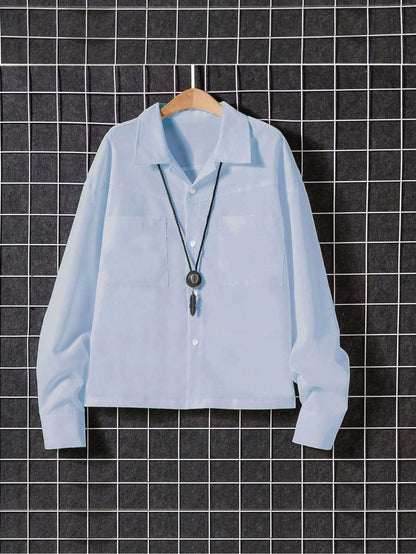 Camisa Homme Longa de Manga Comprida Coreana