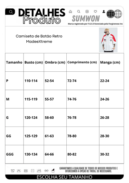 Camiseta de Botão Retro MadeeXtreme
