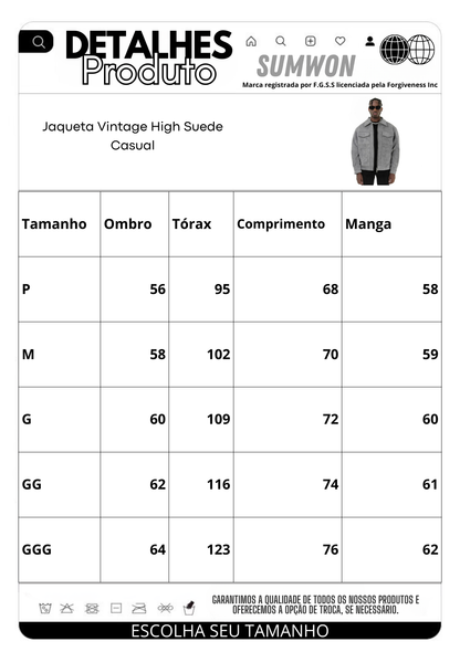Jaqueta Vintage High Suede Casual