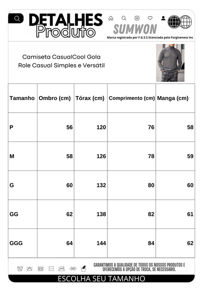 Camiseta CasualCool Gola Role Casual Simples e Versátil