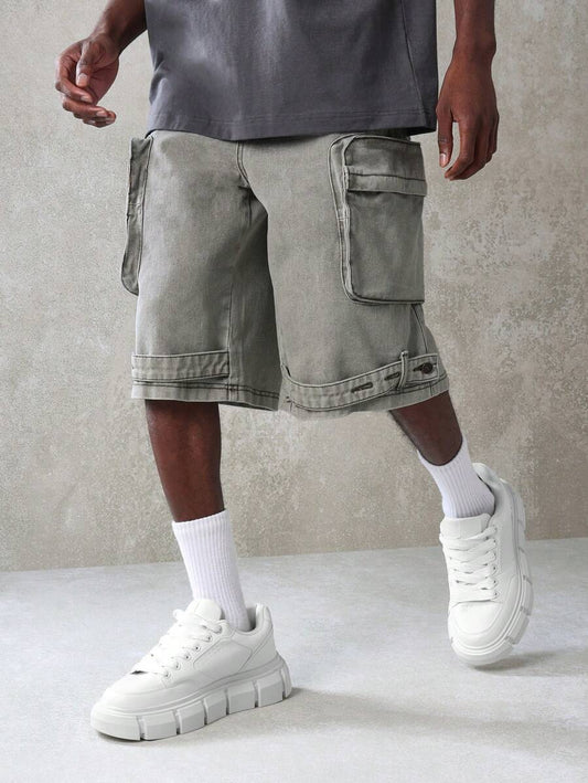 Shorts Cargo Tático Denim