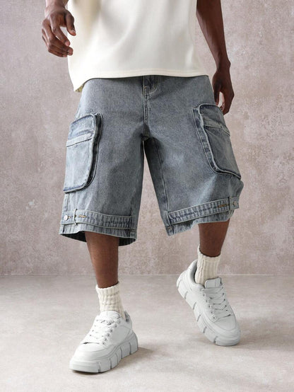 Shorts Cargo Tático Denim