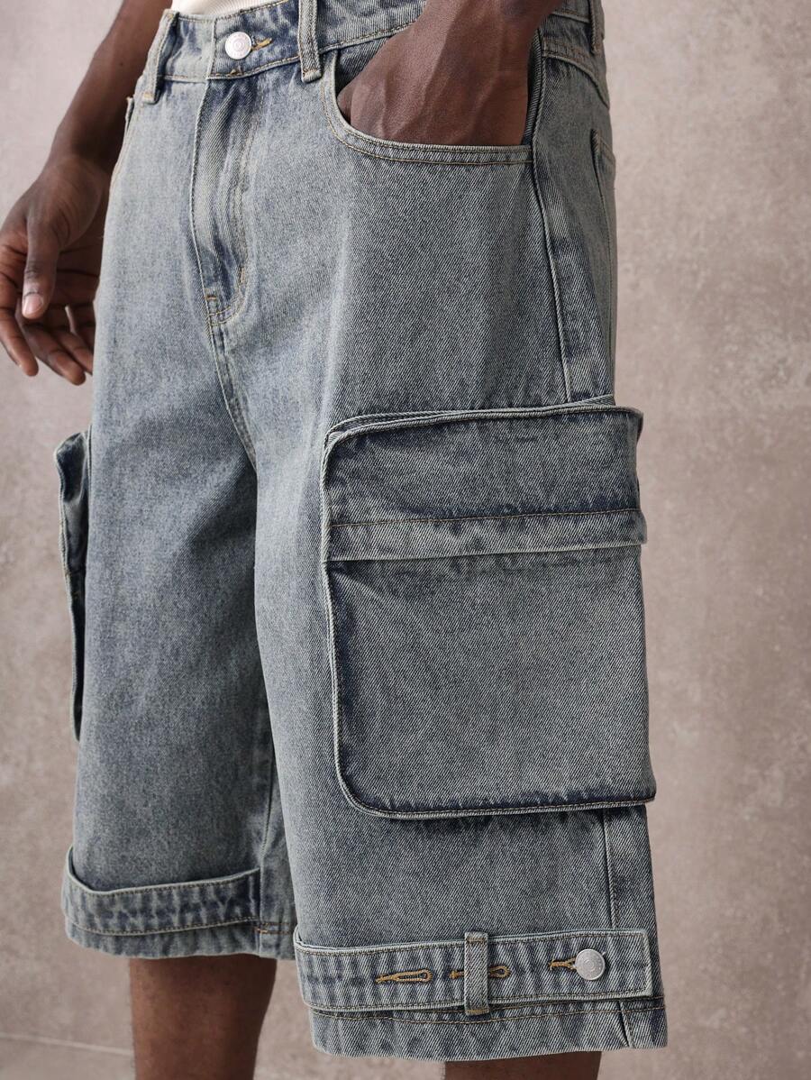 Shorts Cargo Tático Denim