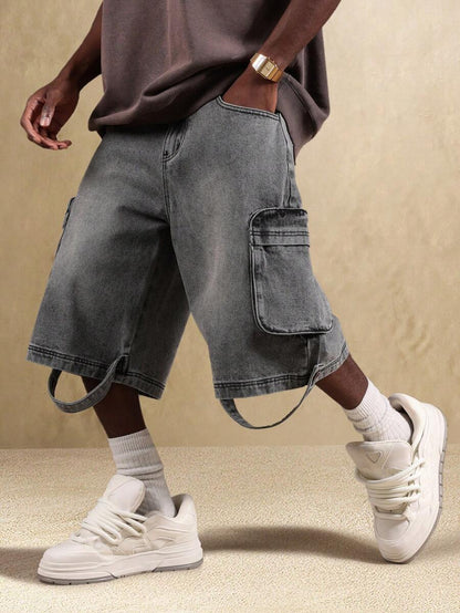 Shorts Cargo Tático Denim