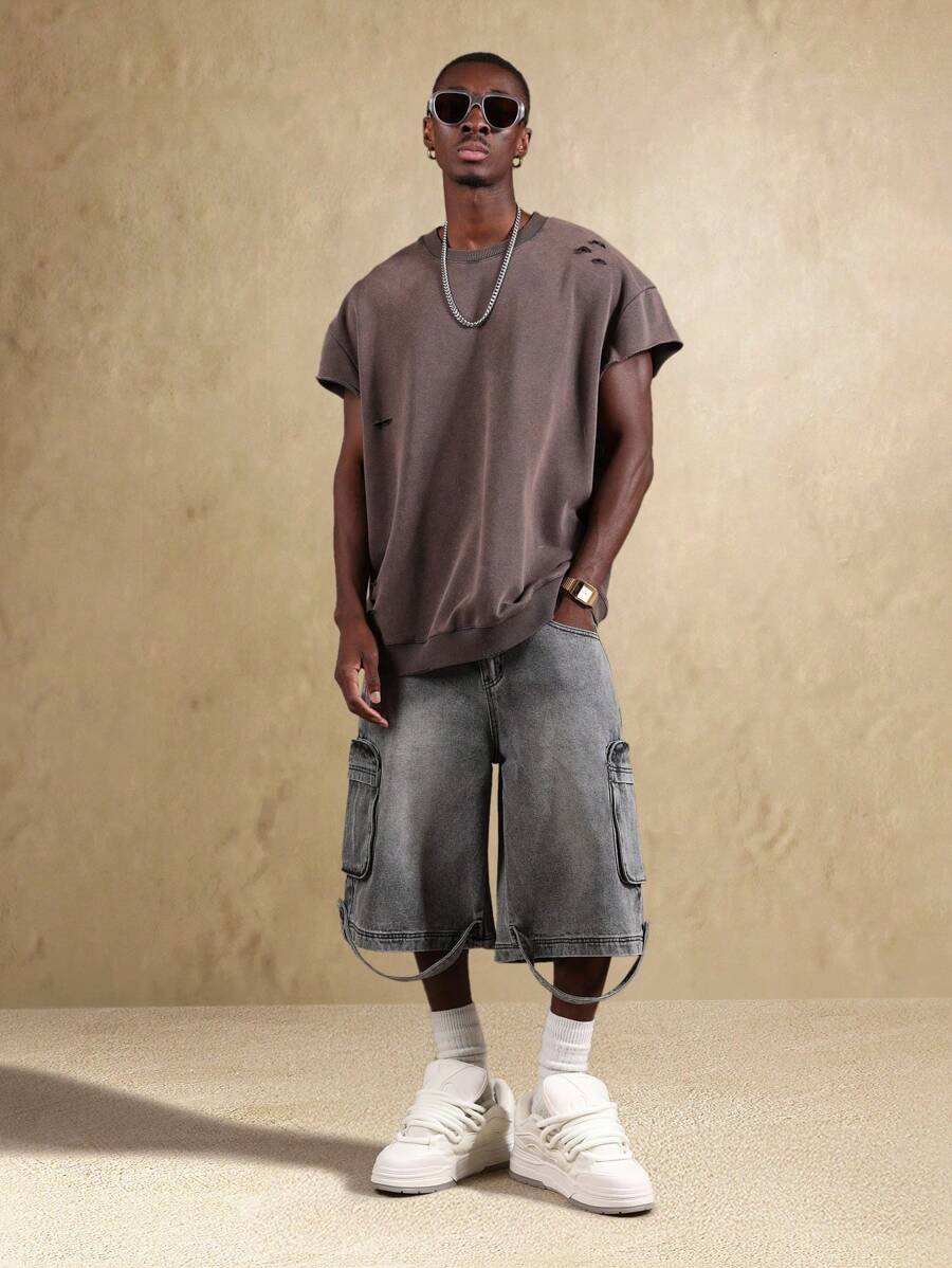 Shorts Cargo Tático Denim