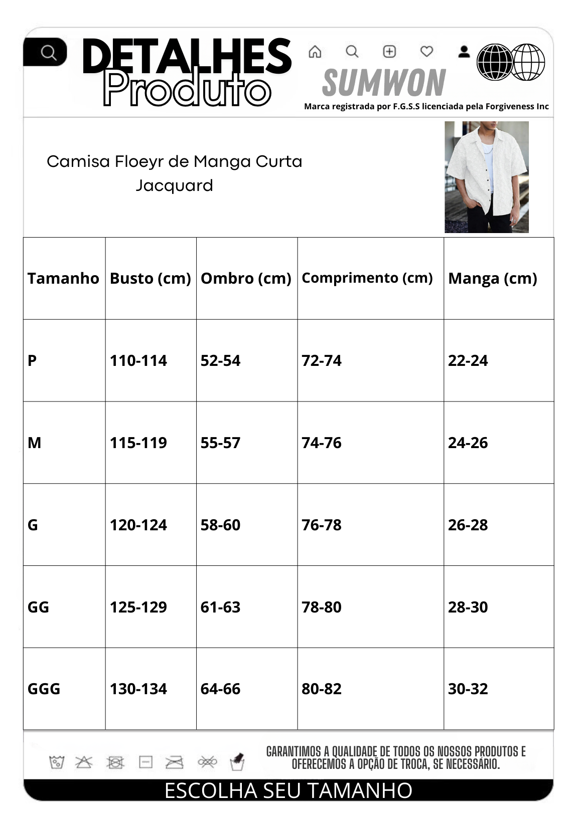 Camisa Floeyr de Manga Curta Jacquard