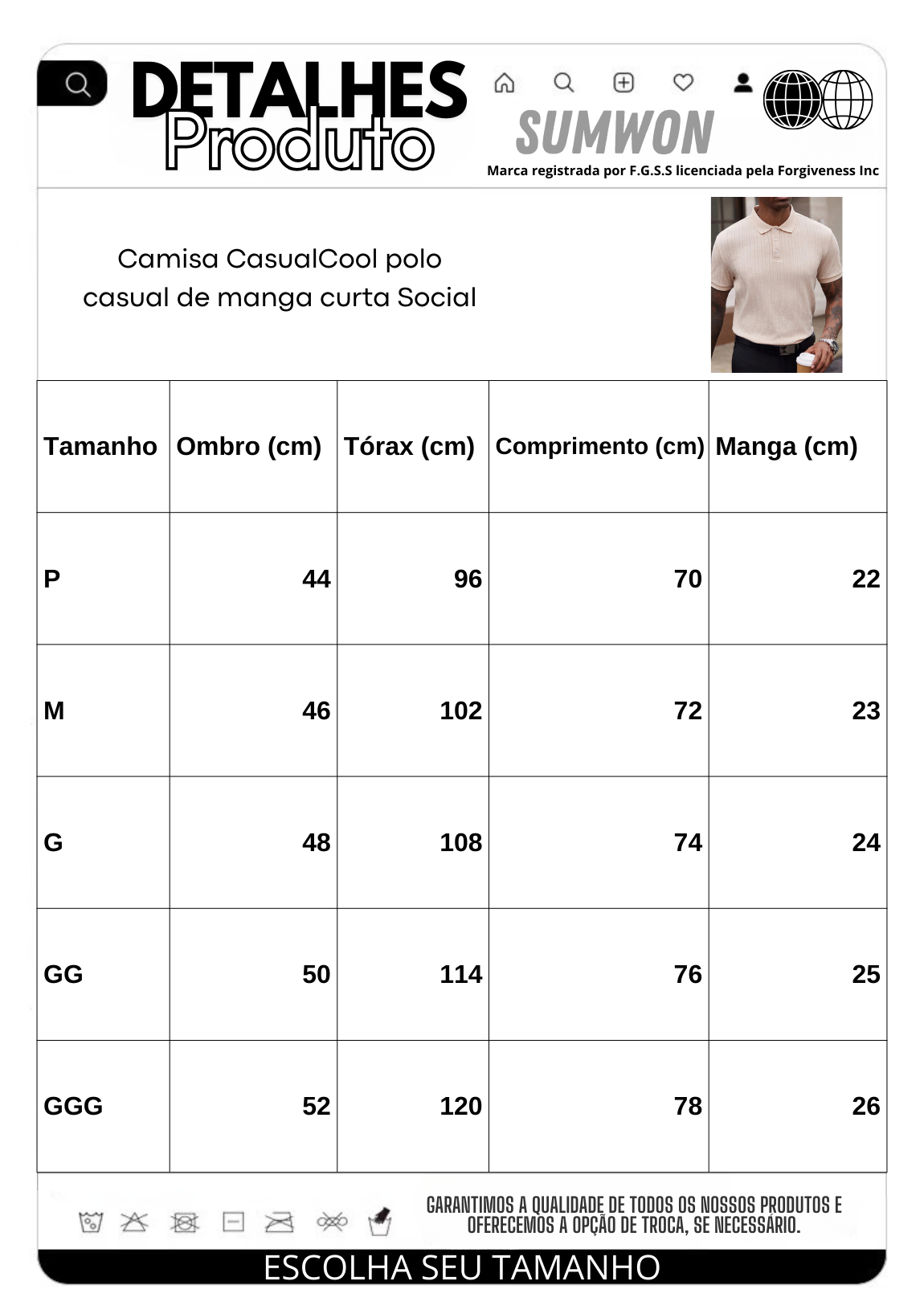 Camisa CasualCool polo casual de manga curta Social