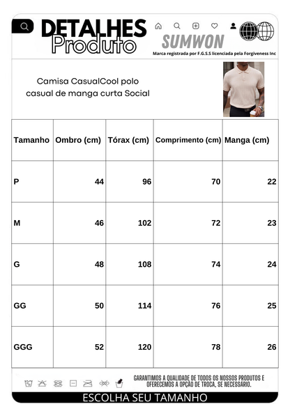 Camisa CasualCool polo casual de manga curta Social
