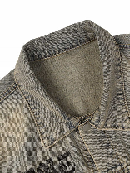 Jaqueta Washed Vintage Letter