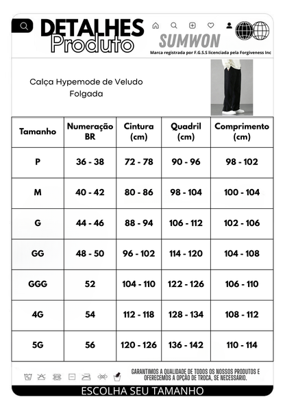 Calça Hypemode de Veludo Folgada