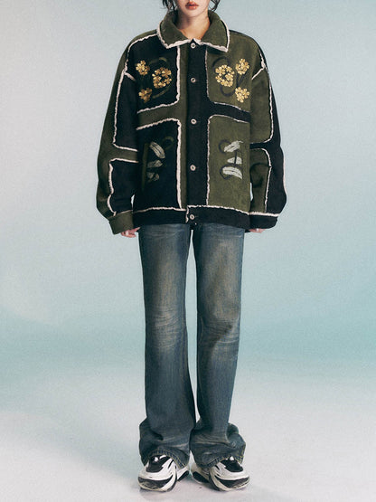 Jaqueta Floral Suede Fleece