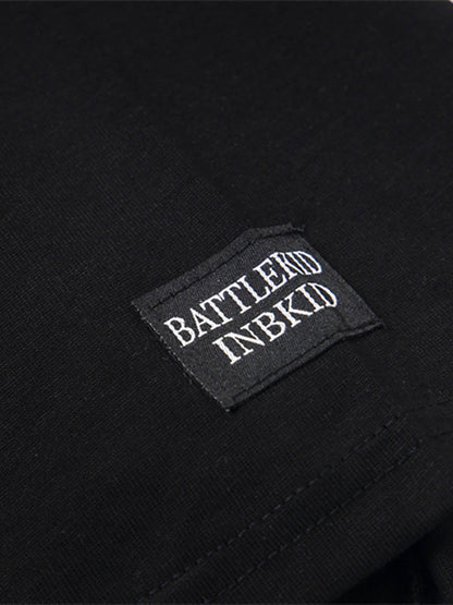 Detachable Badge Hooded Plaid Cape T-shirt