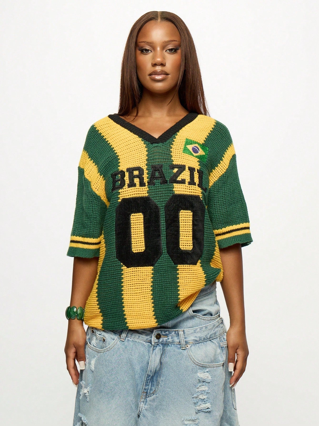 Camisa BRASIL de Malha de Crochê