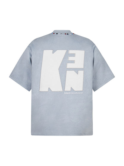 Embroidered Neckline Oversized T-Shirt