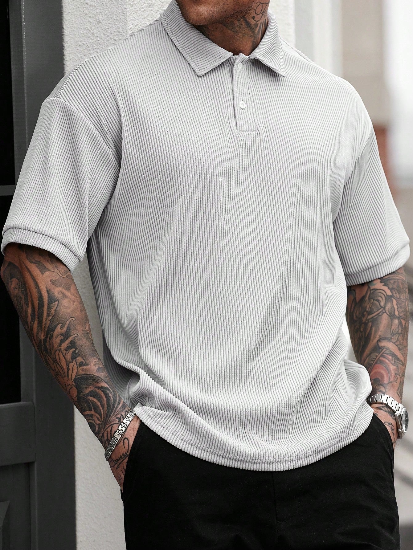 Camisa CasualCool Polo Curta de Abotoamento