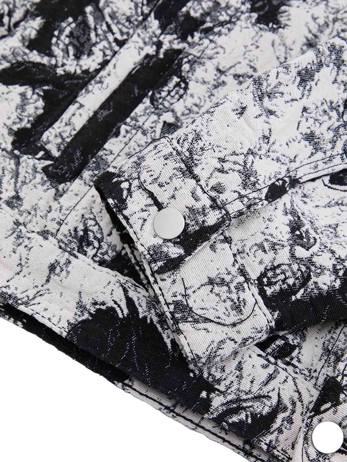 Jaqueta Black And White Contrast Floral