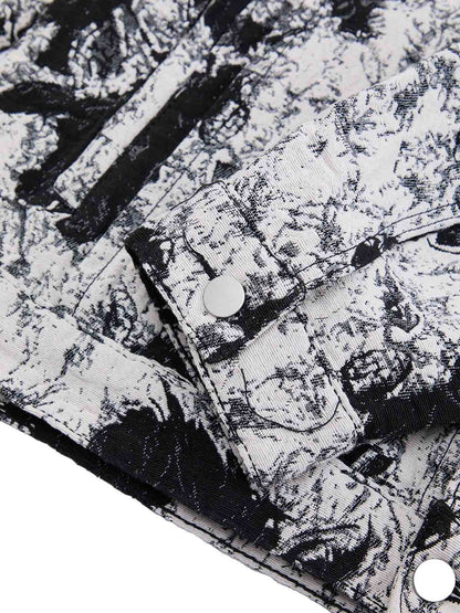 Jaqueta Black And White Contrast Floral