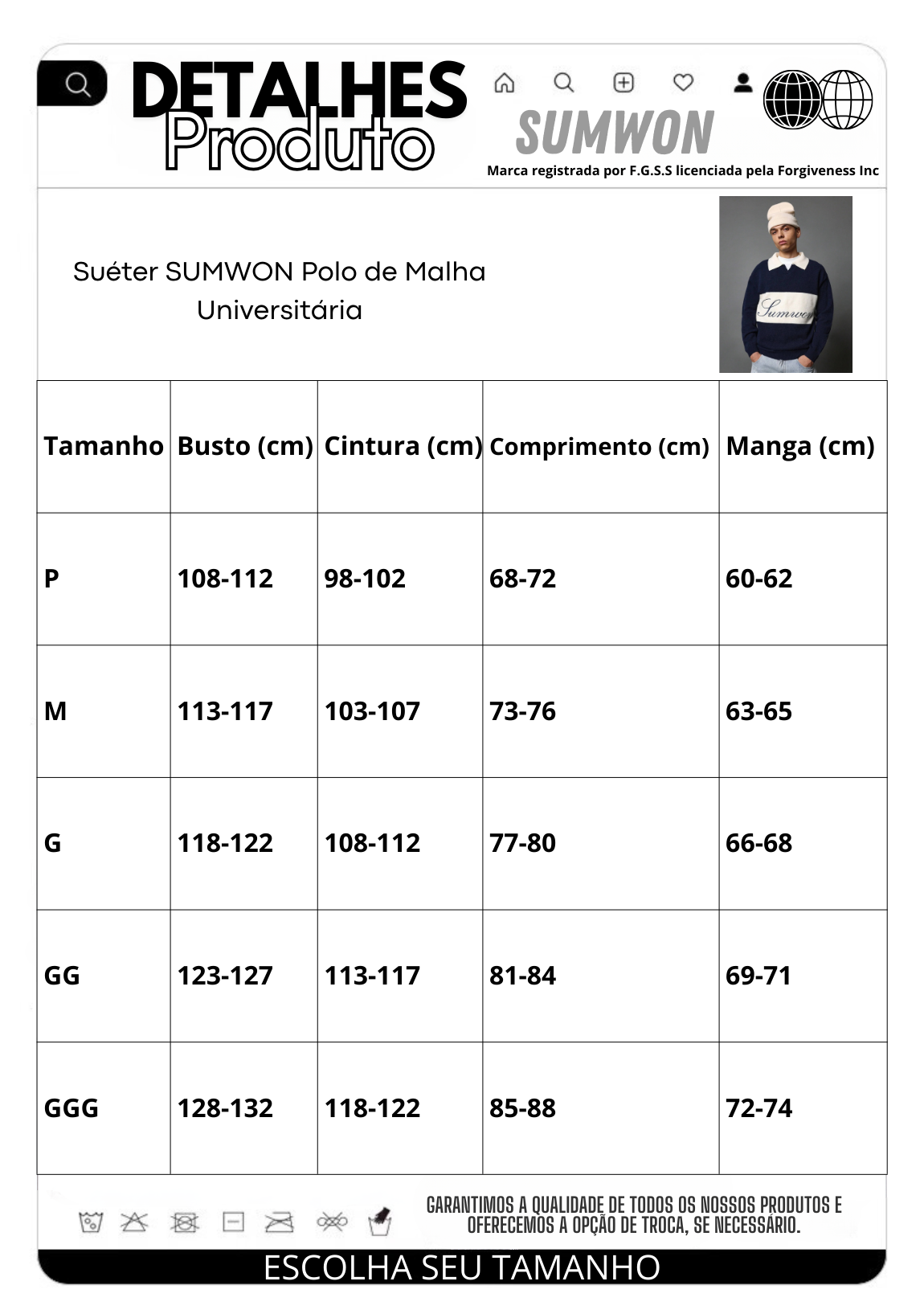 Suéter SMWN Polo de Malha Universitária
