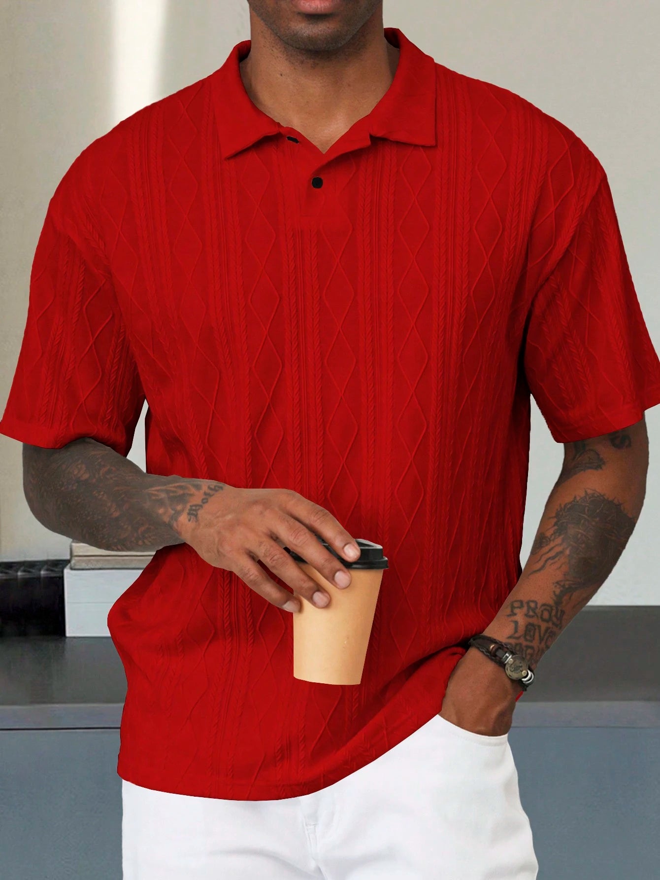 Camisa CasualCool  Polo de Manga Curta Casual/Escritório