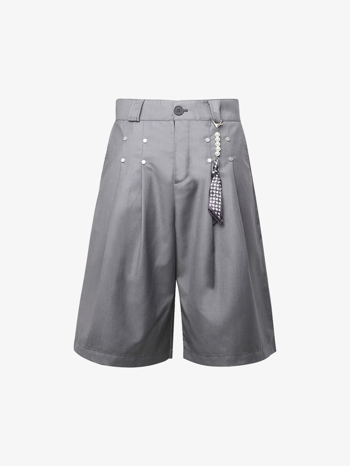 Pleated Design Pendant Decoration Baggy Shorts