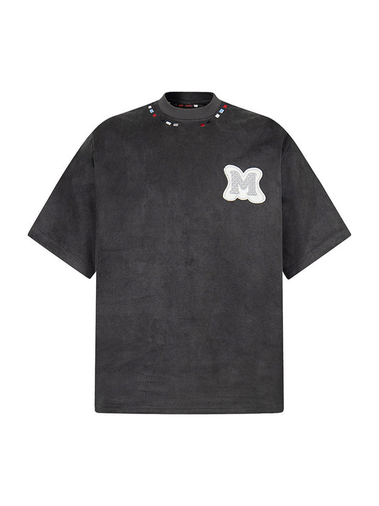 Embroidered Neckline Oversized T-Shirt