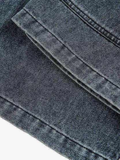 Washed Dirty Dyed Pleated  Barrel Jeans