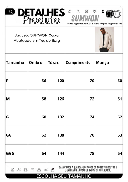 Jaqueta Caixa Abotoada em Tecido Borg