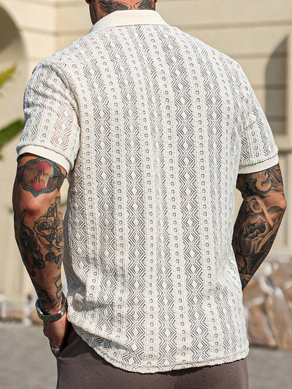 Camisa Polo Casual Geométrica Confort