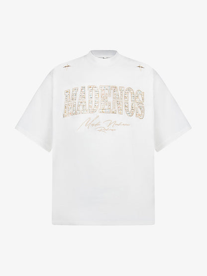 Vintage Patchwork Embroidered Letter T-shirt