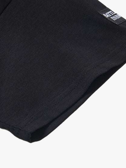 Detachable Badge Hooded Plaid Cape T-shirt