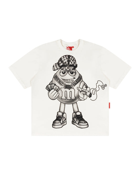 CAMISETA FUMANDO AQUELE QUE DEIXOU A MAD, ENLATADA OFF WHITE