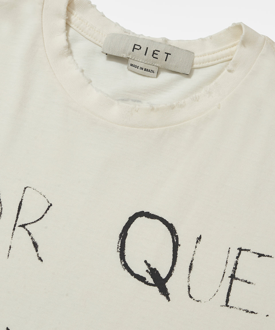 Por que sempre eu? Raw Edge T-shirt Bone White