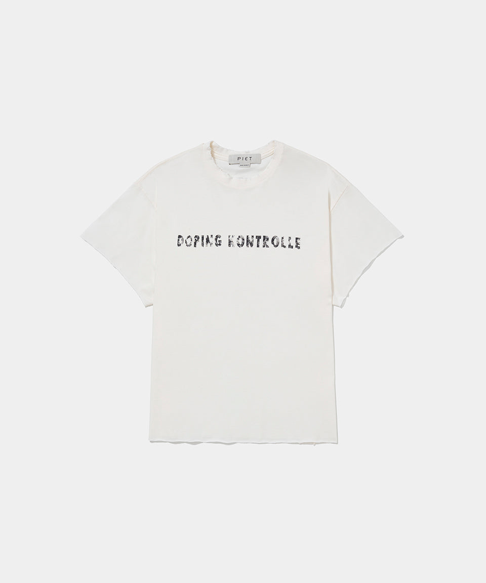 Dopping Kontrolle Raw Edge T-shirt Bone White