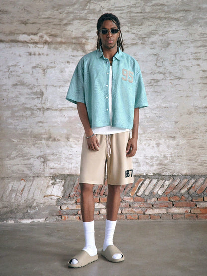 Camisa StreetEZ Manga Curta com Jacquard de Folhas Tricotada