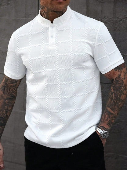 Camisa CasualCool Polo de Cor Sólida com Gola Padre