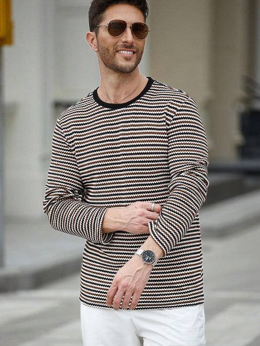 Camiseta CasualCool de Manga Longa com Gola Careca e Estampa de Listra