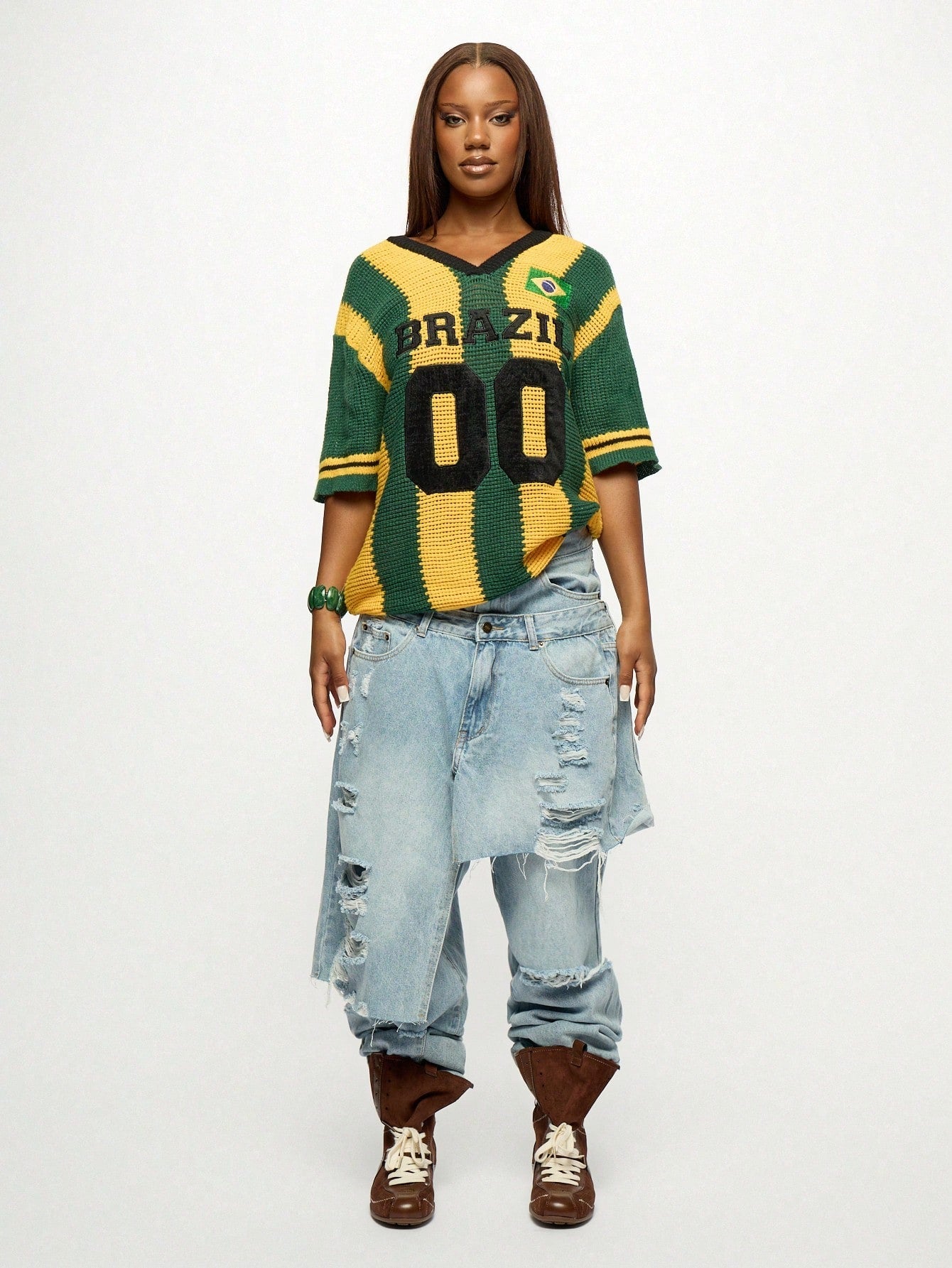 Camisa BRASIL de Malha de Crochê