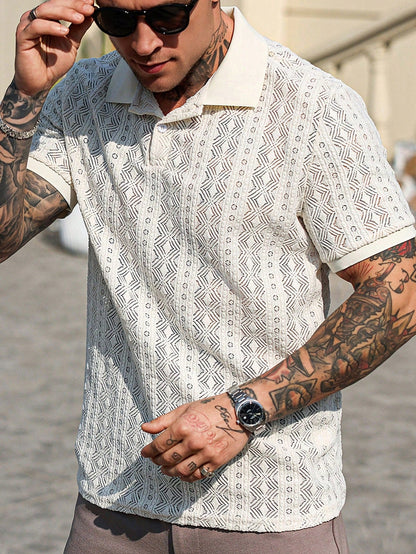 Camisa Polo Casual Geométrica Confort