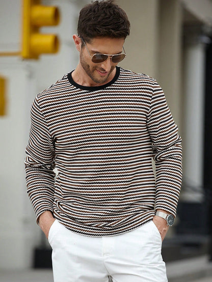 Camiseta CasualCool de Manga Longa com Gola Careca e Estampa de Listra