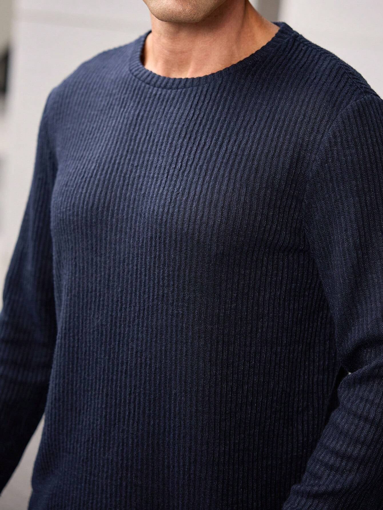 Camiseta CasualCool de Tricô com Gola Careca Nervurada Solta