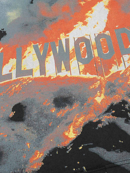 Rock Flame Mountain Cashew Flower Print T-shirt