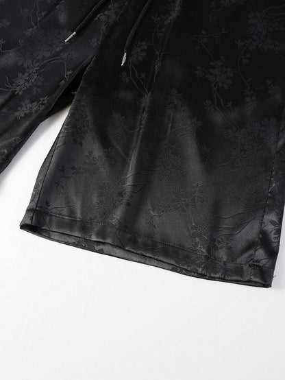 Conjunto Hypemode Camisa e Shorts Estampa Floral Jacquard