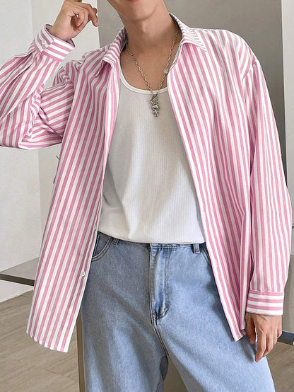 Camisa Joysei Social de Manga Longa Listrada